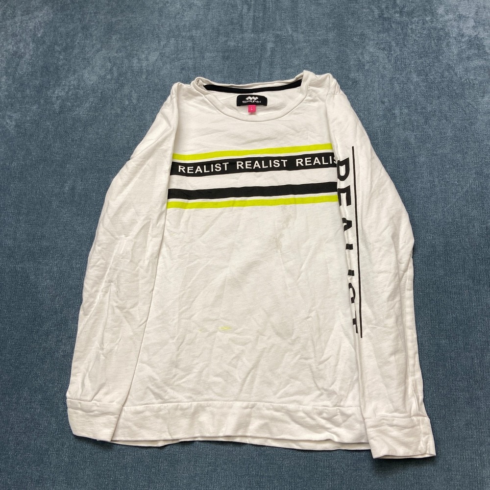 Spunk Sweatshirt Mens Large Off White Long Sleeve Crew Neck Casual Pullover